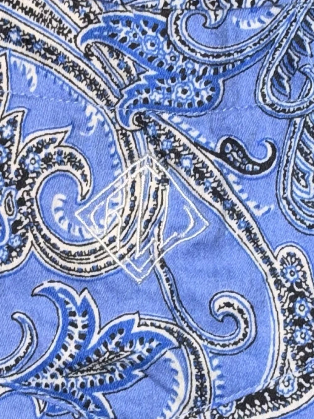 Lauren Ralph Lauren Blue Paisley Nightshirt Button Front Sleep Shirt L